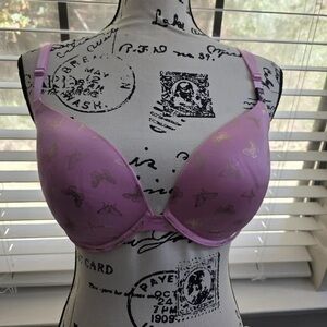 Victoria's Secret Lavender Push-Up Bra with Gold Butterfly Print